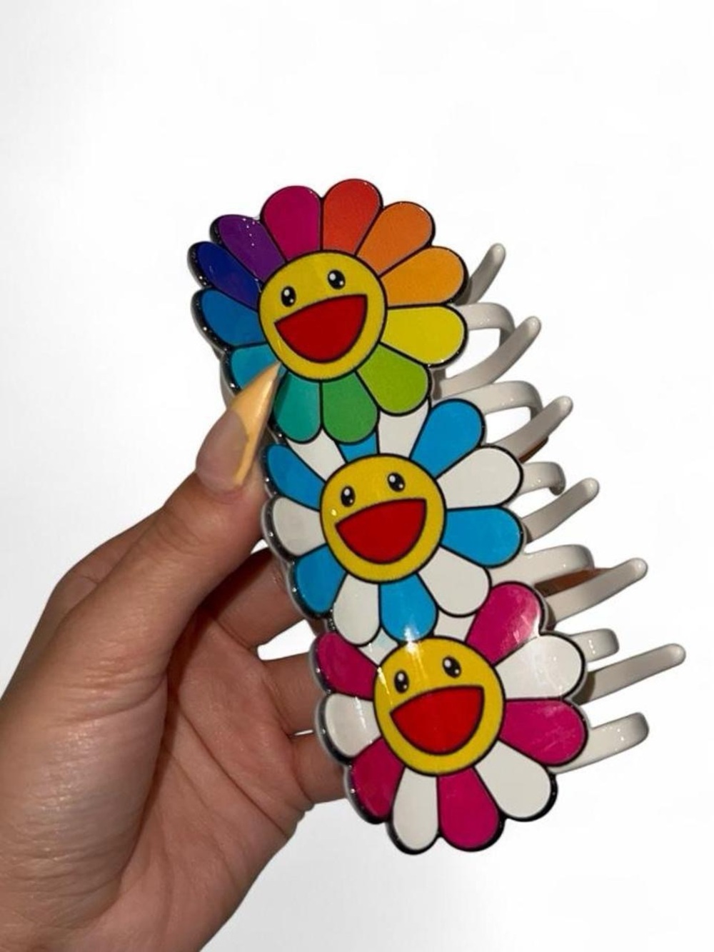 Rainbow murakami Flower Hair Clips - Multicolor
